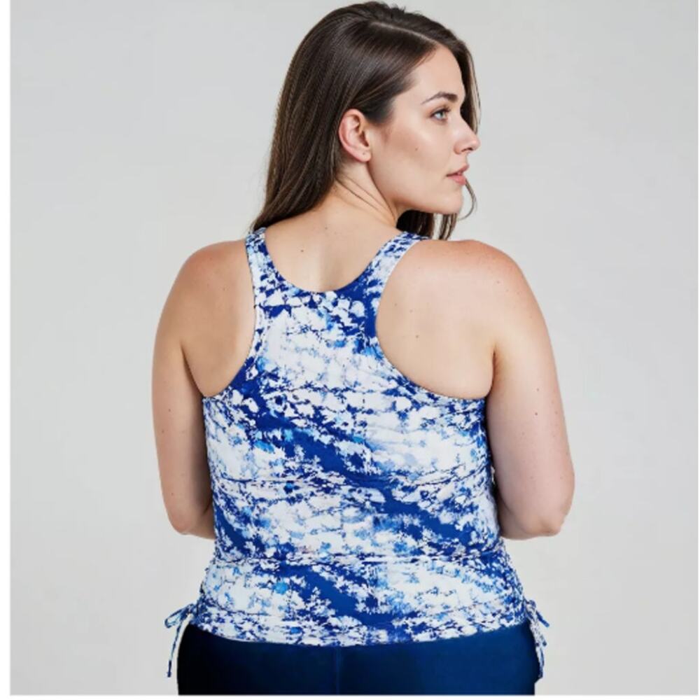 Calypsa by Modli Maya Medium Blue Tankini Swimwear Reg $60